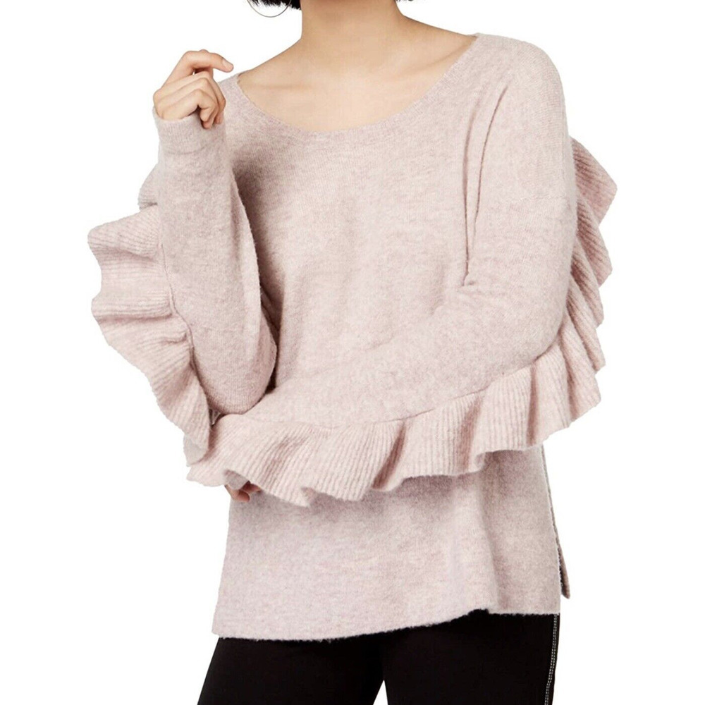 French Connection Emilde Knits Flare Sleeve Frill Pink Jumper Sweater M NWT $138 - Picture 5 of 9